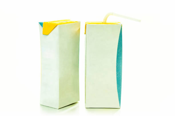 Design of milk packaging on white background