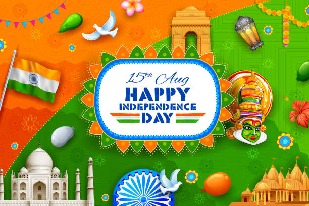 Indian background showing its incredible culture and diversity with monument, dance and festival celebration for 15th August Independence Day of India illustration of Indian background showing its incredible culture and diversity for 15th August Independence Day of India Happy Independence Day stock illustrations