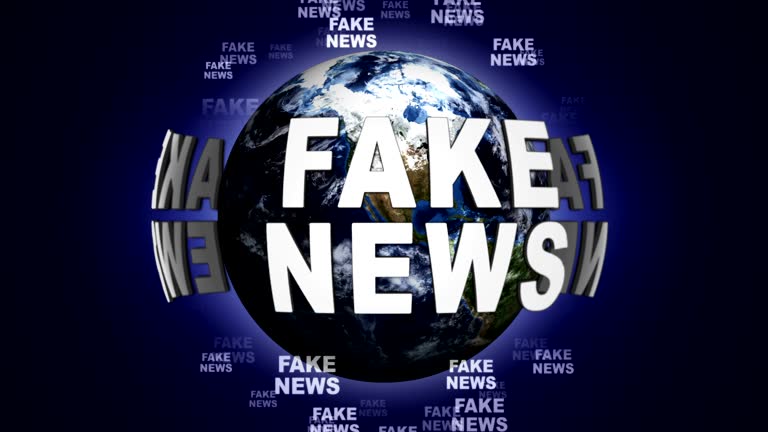 FAKE NEWS Text Animation Around the Earth, Rendering, Background, Loop