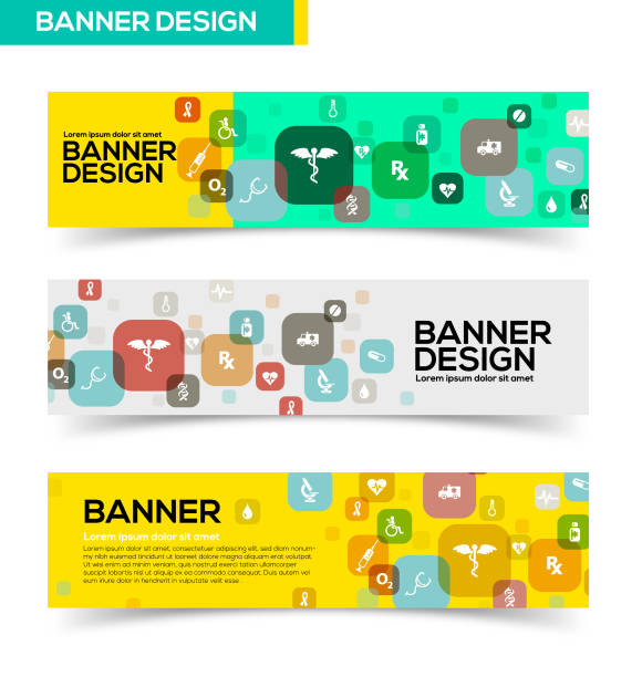 Medical banner design Medical Banner design horizontal bar stock illustrations