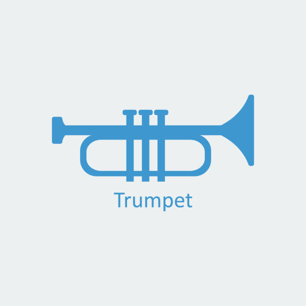 ilustrações, clipart, desenhos animados e ícones de ícone de trompete colorido. ícone de vetor silhueta - bugle trumpet jazz music