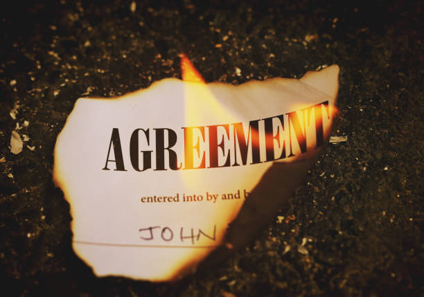 istock Legal Agreement  document goes up in flames 1011129226