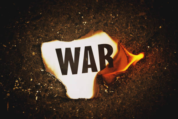 istock The word WAR goes up in flames 1011138208