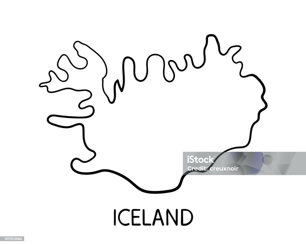 Iceland  Map - Hand Drawn Illustration Part of European Countries maps collection Abstract stock illustration