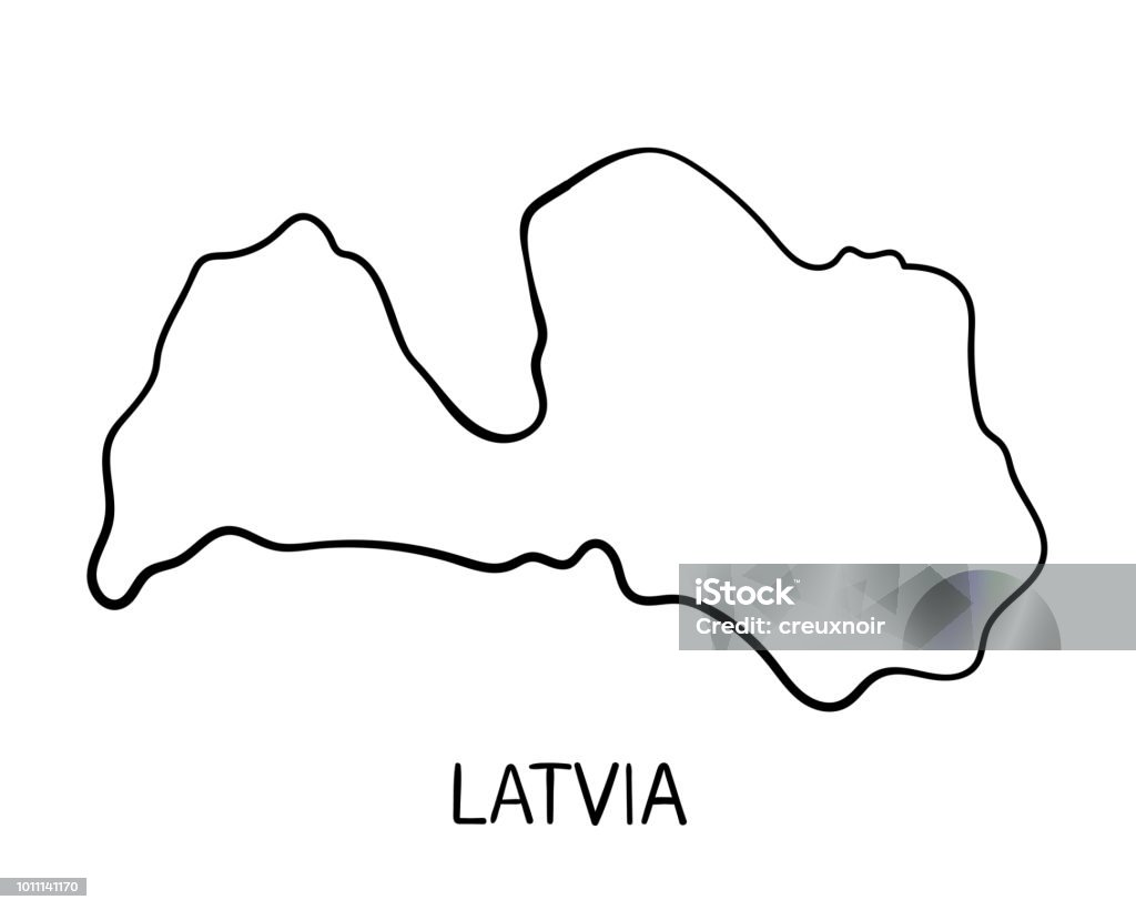 Latvia Map - Hand Drawn Illustration Part of European Countries maps collection Abstract stock illustration