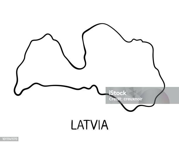 Latvia Map Hand Drawn Illustration Stock Illustration - Download Image Now - Abstract, Administrator, Art