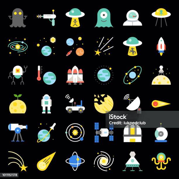 Space Exploration Icon Set Design Stock Illustration - Download Image Now - Alien, Asteroid, Astronaut
