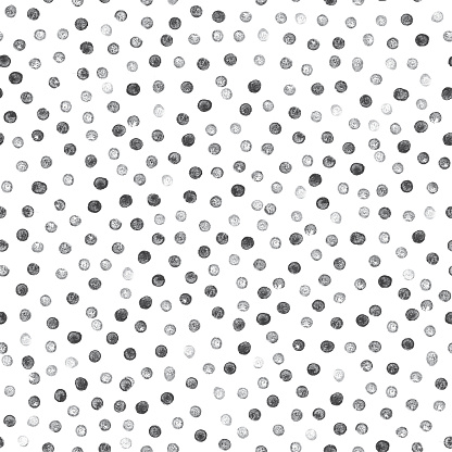 Dots made by stamp. Seamless minimalistic vector pattern design - duplicate it vertically and horizontally to get unlimited area. 
Zoom to see the details. Abstract background in white and black isolated spots and dots. Visible uneven application of the paint. Realistic and very natural graphic.
Vector illustration - edit and change colors as you like!