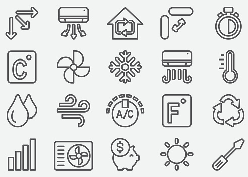 Air Conditioning Line Icons