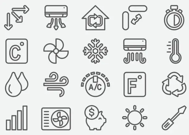 Vector illustration of Air Conditioning Line Icons