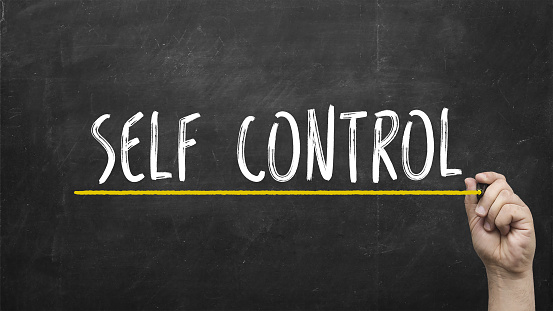 Self control concept. Hand writing self control inscription text on chalkboard.