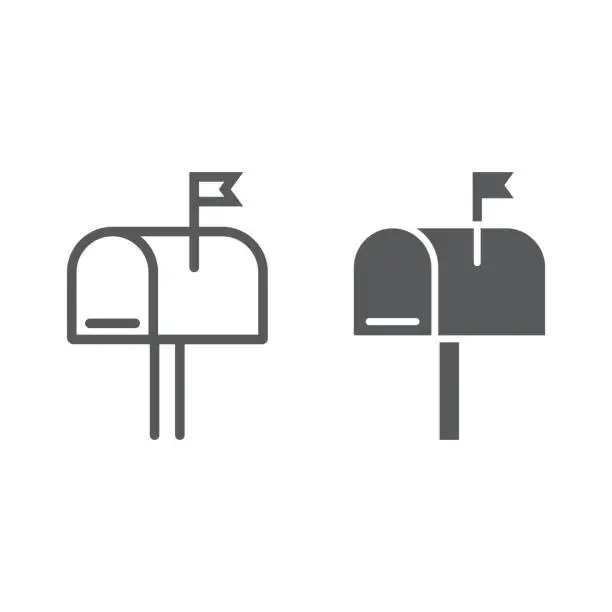 Vector illustration of Mail box line and glyph icon, letter and post, mailbox sign, vector graphics, a linear pattern on a white background, eps 10.