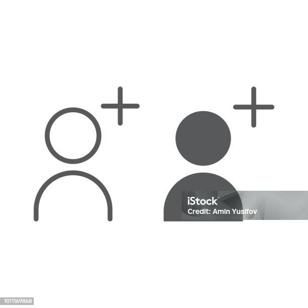 Add Contact Line And Glyph Icon Friend And Person Button Sign Vector Graphics A Linear Pattern On A White Background Eps 10 Stock Illustration - Download Image Now