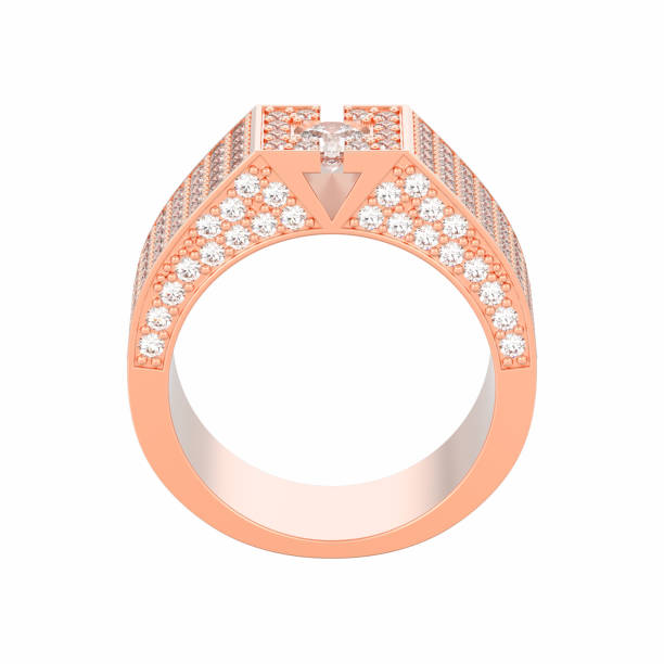 istock 3D illustration isolated rose gold diamond signet ring 1011172374