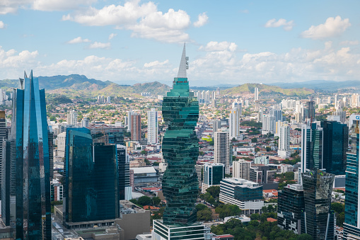 Panama City,Panam - march 2018: The famous  F&F Tower,  office building and skyline of   Panama City, Panama