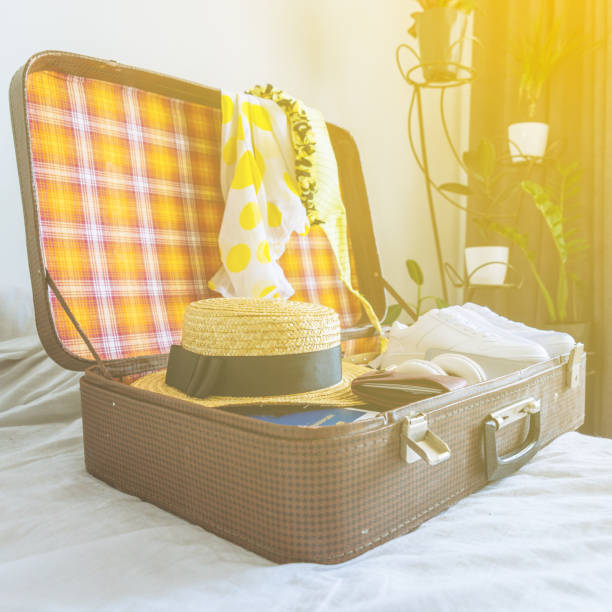istock suitcase with clothes ready for trip. travel concept. copy space 1011182406