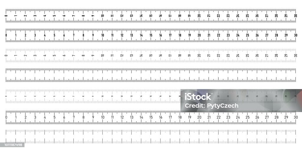 Set of both side horizontal rulers - lenght and size indicators distance units. Vector illustration Set of both side horizontal rulers - lenght and size indicators distance units. Vector illustration. Ruler stock vector