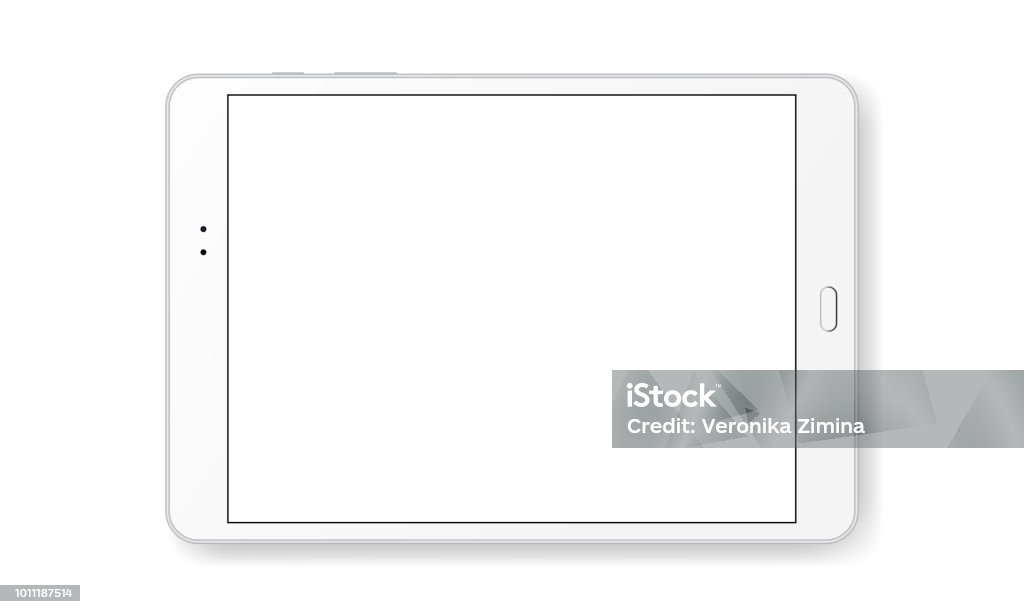 Tableta horizontal imitan para arriba aisladas sobre fondo blanco - arte vectorial de Tableta digital libre de derechos