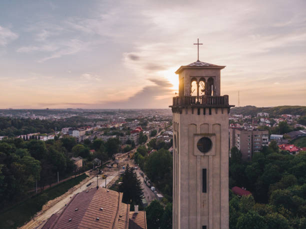 istock old christian church with big tower. 1011187804