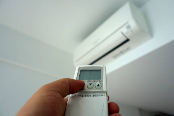 istock Turning on of air conditioning 1011228686