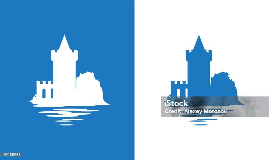 Icon with European Medieval Falkirk Castle in colors of Scottish National Flag Falkirk Castle, Scotland. Icon with European Medieval Castle in colors of Scottish National Flag. Nice vector illustration exposing the theme of European antiquity and History. Castle stock vector