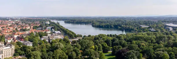 Aerial view of the Maschpark, Hannover, Germany