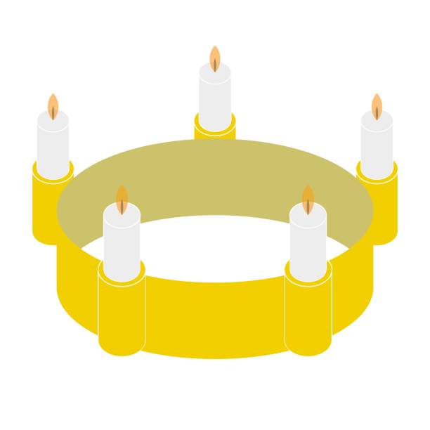 illustrazioni stock, clip art, cartoni animati e icone di tendenza di tradizione svedese di lucia. una corona da indossare sulla testa con candele accese nel periodo natalizio di dicembre. - giorno di santa lucia