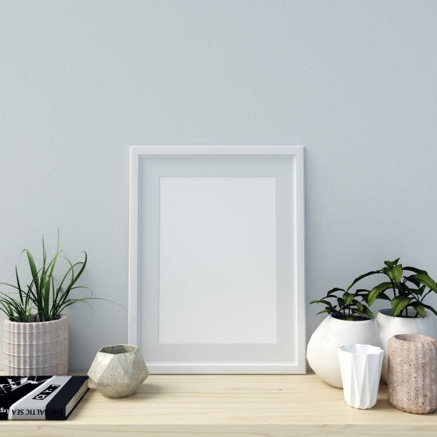 istock Frame Mockup Interior with Decorations and Flowers 1011251452