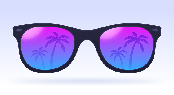 Summer sunglasses palm tree reflection idea.