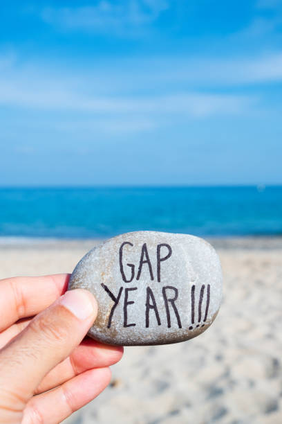 istock man on the beach and text gap year 1011280236