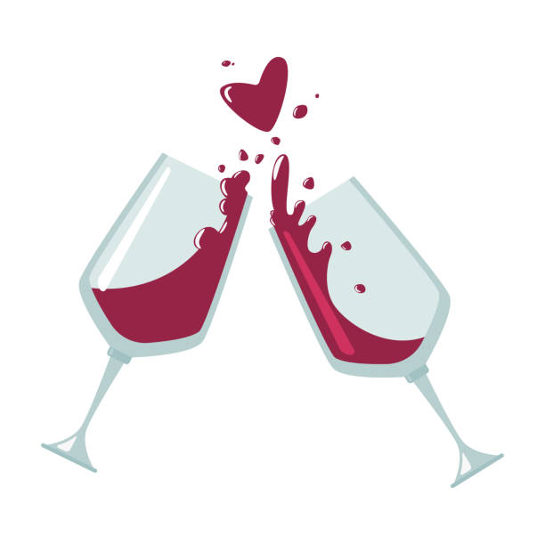 Cheers Wine Glasses Vector Flat Icon Isolated On A White Background Stock  Illustration - Download Image Now - iStock