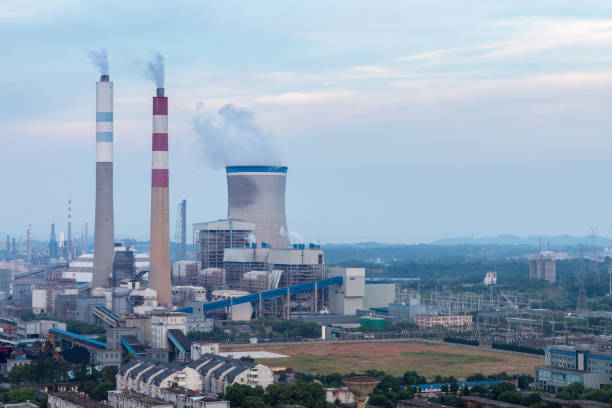 istock thermal power plant closeup at dusk 1011287714