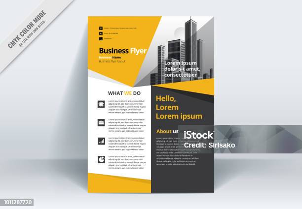 Brochure Flyer Template Layout Background Design Booklet Leaflet Corporate Business Annual Report Layout With Yellow Gray And White Background Template A4 Size Vector Illustration Stock Illustration - Download Image Now