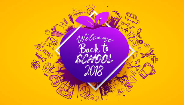 Sketch Back to school banner vector art illustration