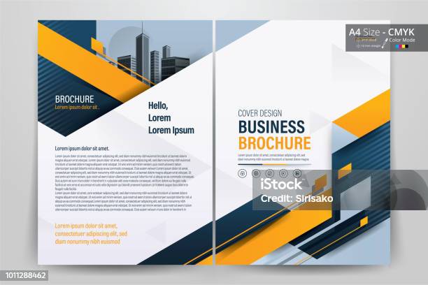 Brochure Flyer Template Layout Background Design Booklet Leaflet Corporate Business Annual Report Layout With White Orange And Blue Geometric Background Template A4 Size Vector Illustration Stock Illustration - Download Image Now