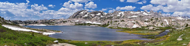 istock Upper and Lower Jean Lake in the Titcomb Basin along the Wind River Range, Rocky Mountains, Wyoming, views from backpacking hiking trail to Titcomb Basin from Elkhart Park Trailhead going past Hobbs, Seneca, and Island Lakes as well as Photographers point 1011292884