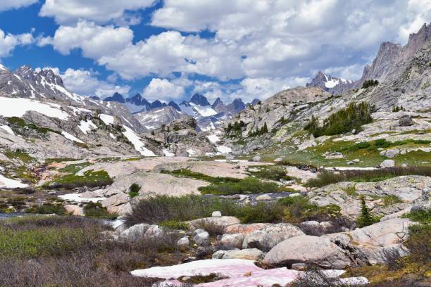 istock Upper and Lower Jean Lake in the Titcomb Basin along the Wind River Range, Rocky Mountains, Wyoming, views from backpacking hiking trail to Titcomb Basin from Elkhart Park Trailhead going past Hobbs, Seneca, and Island Lakes as well as Photographers point 1011293156