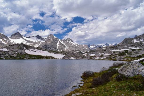 istock Upper and Lower Jean Lake in the Titcomb Basin along the Wind River Range, Rocky Mountains, Wyoming, views from backpacking hiking trail to Titcomb Basin from Elkhart Park Trailhead going past Hobbs, Seneca, and Island Lakes as well as Photographers point 1011294676
