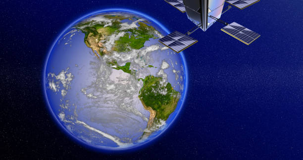 istock Satellite orbiting the earth . Elements furnished by NASA 1011306472