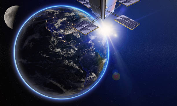 istock Satellite orbiting the earth . Elements furnished by NASA 1011308604