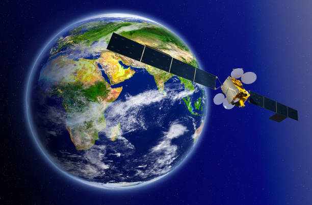 istock Satellite orbiting the earth . Elements furnished by NASA 1011308606
