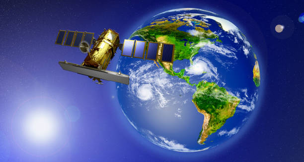 istock rendering of a satellite orbiting the earth 1011309464