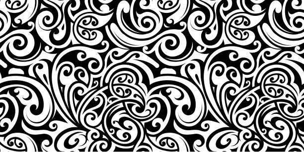 wf_ Polynesian ethnic style ornament. Good for seamless patterns tattoo patterns stock illustrations