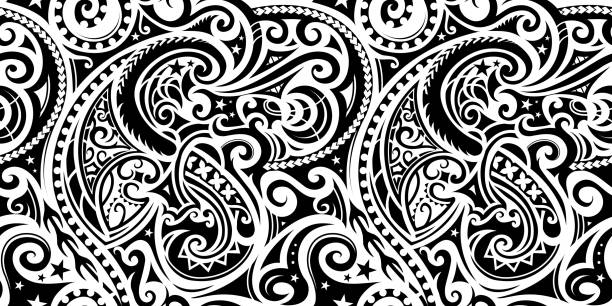 Seamless ethnic ornament Polynesian ethnic pattern. Can be used as tattoo or seamless ornament tribal tattoos stock illustrations