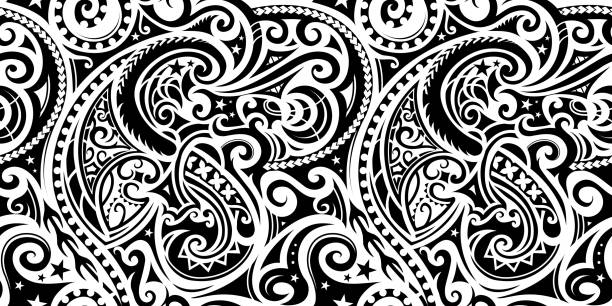 Seamless ethnic ornament Polynesian ethnic pattern. Can be used as tattoo or seamless ornament tribal tattoo vector stock illustrations