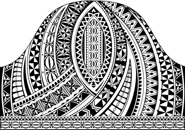 Polynesian style half sleeve tattoo template Polynesian traditional half sleeve tattoo shape tribal tattoo stock illustrations