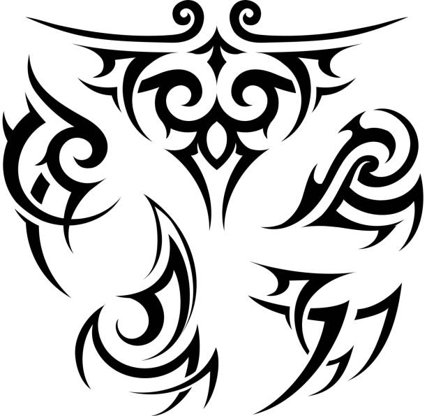 symmetry Tribal tattoo and aboriginal motif set tattoo symbols stock illustrations
