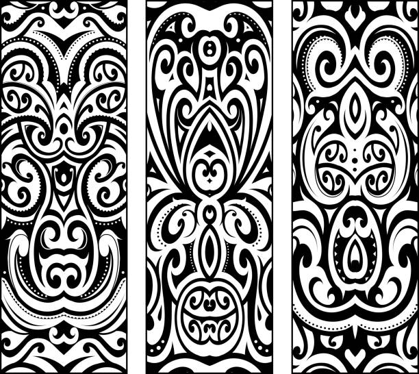 wf_ Maori ethnic ornaments set. Good for male and female tribal tattoo ink and for elegant prints as well tribal tattoo stock illustrations