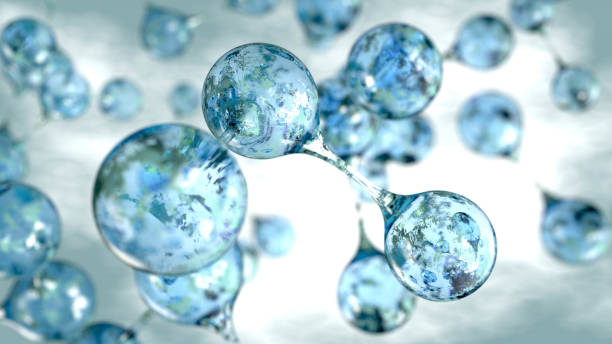 물 개념 배경의 3d 분자 - 분자 뉴스 사진 이미지