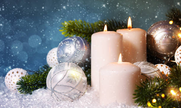 istock Christmas  background with candle 1011319790